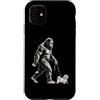 Vintage Bigfoot and Maltese Cryptid Humo Custodia per iPhone 11 Bigfoot Walking - Girello maltese divertente per cani
