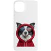 Border Collie Puppy Lover PS Custodia per iPhone 14 Plus Patriot Border Collie Closeup - Occhiali da sole con bandiera americana