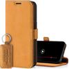 SURAZO Custodia slim magnetica per Apple iPhone 15 Pro Max, in pelle, pieghevole, in vera pelle, con scomparto per carte di credito, protezione RFID, portachiavi