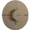 hansgrohe ShowerSelect Comfort S - Miscelatore termostatico incasso, Rubinetto termostatico con blocco di sicurezza (SafetyStop) a 40° C, Termostato rotondo, 2 utenze, bronzo spazzolato