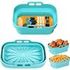 Euqvunn 2 Pezzi Blu Teglie in Silicone per Friggitrice ad Aria, Riutilizzabile Rettangolare Contenitore per Friggitrice Aria, Carta per Friggitrice Aria Per Microonde, Airfryer, Forno, Microonde
