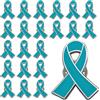 joixy 25/50/100/200 pz Teal Ribbon Awareness Lapel Pins Ovarica Cervicale Cancro Consapevolezza pin Sexual Assault Awareness Spilla pin badge bulk, Lega di acciaio, Nessuna pietra preziosa
