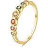 E Jewelry Anello Eternità Anniversario Arcobaleno per Donna, Fedi Nuziali, Argento Sterling 925, Anello Arcobaleno da Donna Placcato in Oro 14K