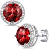 Bestyle Orecchini Donna Punto Luce 2 Carati, Ipoallergenici con Punta in Argento 925, Pietre Portafortuna Rotonde per i 12 Mesi Brillante Rosso Granato, Regalo per Donna