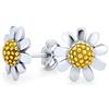 Bling Jewelry Orecchini a perno a due toni con ciondoli multipli a forma di girasole e margherita per donne e adolescenti, gialli, placcati in oro 14K, argento sterling .925