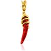 gioiellitaly Cornetto portafortuna in corallo rosso spugnoso del Mediterraneo e argento 925 dorato ciondolo uomo donna corallo vero lunghezza 5 cm circa