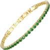 RIZILIA Bracciale Tennis Minimalista da Donna con Zirconi Verdi Taglio Brillante 3mm Placcato Oro Giallo 14K Statement Jewelry Regalo Lunghezza 16,5cm + Estensore 18-19cm Confezione Regalo