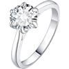 JewelryPalace 2ct Classic Anello Solitario Donna placcato oro bianco 14K con Creato Moissanite, Diamante Simulato Anelli con Pietra Rotonda, Semplice Fedine Fidanzamento Set Gioielli Donna 8