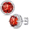 Bestyle Orecchini Donna Punto Luce 2 Carati, Ipoallergenici con Punta in Argento 925, Pietre Portafortuna Rotonde per i 12 Mesi Brillante Rosso Rubino, Regalo per Donna