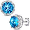Bestyle Orecchini Donna Punto Luce 2 Carati, Ipoallergenici con Punta in Argento 925, Pietre Portafortuna Rotonde per i 12 Mesi Brillante Blu Turchese, Regalo per Donna