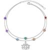 Flyow Cavigliera donna malocchio/turchese creato/infinito doppia cavigliera regolabile estate spiaggia caviglia bracciale gioielli regalo, 9 + 1,5 Zoll