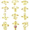 Roheafer 12 Pezzi Anelli Piedi Regolabili Donna Placcati Oro 14K, Aperti e Impilabili, Gioielli per Piedi da Spiaggia Estivi, Set per Feste e Viaggi(G)