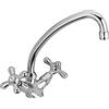 Schläfer 3460411 | Rubinetto Stile Antico per Lavello Cucina con Due Manopole in Metallo, Canna Girevole in Stile Jota, Finitura Cromo e Argento