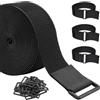 ZSURLUX Cinghie stringicavo resistenti con 20 fibbie, strisce tagliate a lunghezza con gancio e anello, fascette lunghe regolabili per casa e ufficio, 5 cm x 5 m, colore: nero