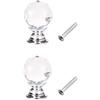 Lansonee 2 pomelli in cristallo per porte, cassetti a moschettone, con viti, per casa, cucina, ufficio, cassetto, armadio, armadio, argento, 20 mm