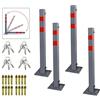 Ansobea 4x Pali da parcheggio pieghevoli con 3 chiavi, pali di sbarramento, acciaio blocco parcheggio barriere parcheggio con strisce riflettenti, robusto supporto set pali di bloccaggio