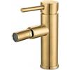 VALAZ Rubinetto Bidet Oro Spazzolato PVD | Miscelatore Lavabo Bagno Acqua Fredda e Calda, Risparmio Acqua | Installazione Facile e Veloce | Ottone, Inossidabile, Elegante, Rotondo, Serie Palancia