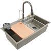 panfudongk Lavello da incasso, 80 x 45 cm, moderno, montaggio in acciaio inox, grigio, per la casa e la gastronomia (grigio)