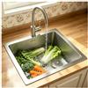 JUNFUNNLE Lavello da cucina in acciaio inox, grande lavello da incasso, 1 lavello, lavello da cucina con griglia in acciaio inox, griglia di sgocciolamento, scarico e kit troppopieno (argento-E, 38 x