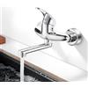 Bevankly Rubinetto da cucina, montaggio a parete, girevole a 360°, miscelatore da cucina, miscelatore monocomando per braccio girevole da 150 mm, acqua calda e fredda, montaggio a parete, cromato