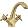 VALAZ Rubinetto per lavabo retrò dorato anticato design vintage bimando serie Adaja