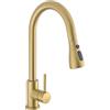 VALAZ Rubinetto Lavello Cucina con Doccetta Estraibile Dorato | Miscelatore Cucina Monocomando | Pressione, Risparmio idrico, 360°, Installazione Veloce | Ottone, Acciaio Inox, Serie Eco Parana