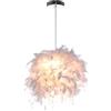 GUANSHAN Lampada a sospensione in piuma bianca da 25 cm/12, lampadario a sospensione con paralume in piuma, lampada a sospensione con lampadina da 5 W per soggiorno, sala da pranzo, camera da letto