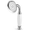 Topolenashop Soffione Doccia Retrò Bianco e Cromato, Doccetta Vintage In ABS Lucido Per Vasca e Bagno, Attacco Universale 1/2", Senza Flessibile | 69040