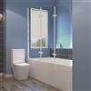Ansobea Parete per doccia per vasca da bagno, 120x140 cm, 3 pannelli pieghevoli, in vetro di sicurezza ESG da 6 mm, parete doccia per vasca da bagno in vetro trasparente argento, parete vasca da bagno