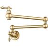 LAKKOAKOAA Rubinetto Cucina A Parete Rubinetto Lavello, Solo Acqua Fredda, Stile Moderno Girevole A 360 ° Doppia Leva Ottone Rubinetto Lavello Cucina, Oro