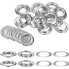 QUARKZMAN 20Set Occhielli per Teloni con Rondelle 30mm Kit Occhiello Strumento Metallici per Tende in Tessuti Cinture in Pelle Borse Fai Da Te, Tono Argento (Perforatrice Non Inclusa)