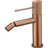 IMEX Miscelatore bidet monocomando in ottone con finitura oro rosa spazzolato cartuccia ceramica Ø26 mm TOP 2 flessibili 3-8 inclusi altezza 200 mm canna 130 mm - Modello BDD038-2ORC Line
