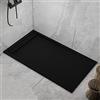Bagno Super Piatto doccia nero, in mineralmarmo, con effetto pietra ardesia, serie Lisboa, slim 3 cm, rivestito di Gelcoat, antiscivolo