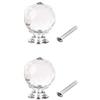 Lansonee 2 pomelli in cristallo per porte, cassetti a moschettone, con viti, per casa, cucina, ufficio, cassetto, armadio, armadio, argento, 30 mm