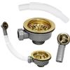 Inodiref Kit di scarico per lavello da cucina, 114 mm, con tubi di troppopieno, in acciaio inox