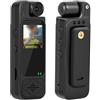 Upluxmira Action camera compatta 1080P con obiettivo girevole a 180 gradi per attività all'aperto, tra cui trail running e surf (nero)