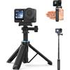 Vkesen Treppiede per selfie piccolo da 37 cm per DJI Action 6/Nano, GoPro Hero 13/12/11/10/9/Max2 ecc. Action Camere, con supporto magnetico adattatore a sgancio rapido, mini supporto da scrivania per