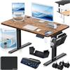 KESSER® Scrivania elettrica regolabile in altezza, Scrivania ergonomica per postura eretta, Controllo di memoria a 3 funzioni, incl. Ruote a 360° e Porta di ricarica USB, 100x60 cm - Marrone