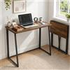 GOKHOMX Scrivania pieghevole Tavolo computer Tavolo studio Stile industriale per Loft Camera uomo Consolle ingresso Facile montaggio Angoli arrotondati Marrone Rustico 80x40x74cm