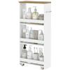 Amveya Carrello Salvaspazio Bagno Con Ruote Portatutto, Mobile Bagno Salvaspazio con spazio di stoccaggio a tre piani, Porta Detersivi bianco (40x14x80 cm)