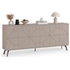 Shally Dogan Madia con 6 Ante da Ingresso in Legno, Consolle Design Geometrico con Struttura Resistente, Mobile Ideale per Casa, Ufficio, Soggiorno, Camera da Letto, 184 x 35 x 77.4 cm, Tortora