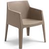 Cribel Ancara Poltrona in Polipropilene Design Moderno Con Braccioli Integrati Sedia Monoblocco Per Interno Esterno Cucina Sala Ufficio (Tortora)