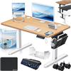 KESSER® Scrivania elettrica regolabile in altezza, Scrivania ergonomica per postura eretta, Controllo di memoria a 3 funzioni, incl. Ruote a 360° e Porta di ricarica USB, 100x60 cm - Beige