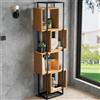 VIVCA Scaffale da 59 x 30 x 180 cm, scaffale aperto in metallo con ripiani in legno MDF, 4 scomparti, design creativo impilabile, per libri, oggetti da collezione e decorazioni, nero marrone