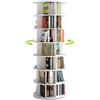 Amveya - Libreria Girevole 360 gradi con 7 Ripiani, Scaffale Angolare Rotante per Scarpe e Oggetti, Colonna Porta tutto dalla Terra, Design Moderno in Bianco, Risparmio di Spazio