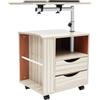 KigerNee Comodino con altezza regolabile 50 x 40 x 70 - 90 cm, comodino con cassetti e ripiani aperti, tavolino mobile con ruote per camera da letto, soggiorno
