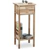 Relaxdays Mobiletto da Salotto, in Legno di Noce, con Cassetto e 2 Ripiani, Ingresso, HxLxP: 80 x 35 x 30 cm, Naturale, 1 pz