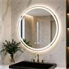 Clevich Specchio da Bagno LED Rotondo 80 cm, specchio con illuminazione 3 tonalità di luce dimmerabili, touch switch, antiappannamento, vetro temperato, specchio bagno con luce integrata