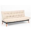 EVERGREENWEB MATERASSI & BEDS EVERGREENWEB Divano Letto 3 Posti con Materasso Futon Imbottito, Schienale e Testiera Reclinabile Clic Clac e Trasformabile in Comodo Letto una Piazza e Mezza, Tessuto Beige, Gambe in Legno | SAKE