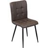 milani home - sedia da pranzo imbottita in ecopelle, marrone, struttura in metallo, stile industrial, 48 x 59 x 81 cm